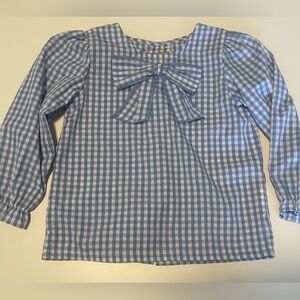 The Beaufort bonnet Beatrice Bow Blouse blue check size: 3T EUC
